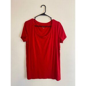 Merona Red Scoop Neck Short Sleeve T-Shirt Women’s L Pima Cotton Blend